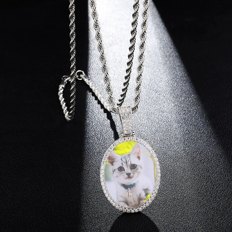 Oval Photo Locket Necklace-Picture Locket Necklace