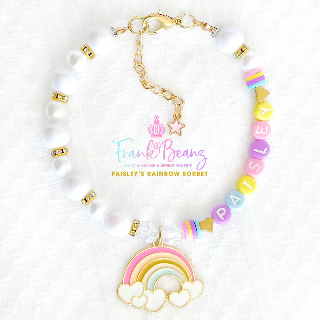 Paisley's Rainbow Sorbet Pearl Pet Necklace Luxury Pet Jewelry