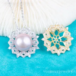 Pe01961  DIY 9-12mm Natural Freshwater pearl pendant accessory 925 sterling silver engagement jewelry necklace for women
