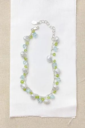 Pearl Bracelet with Blue Topaz and Peridot