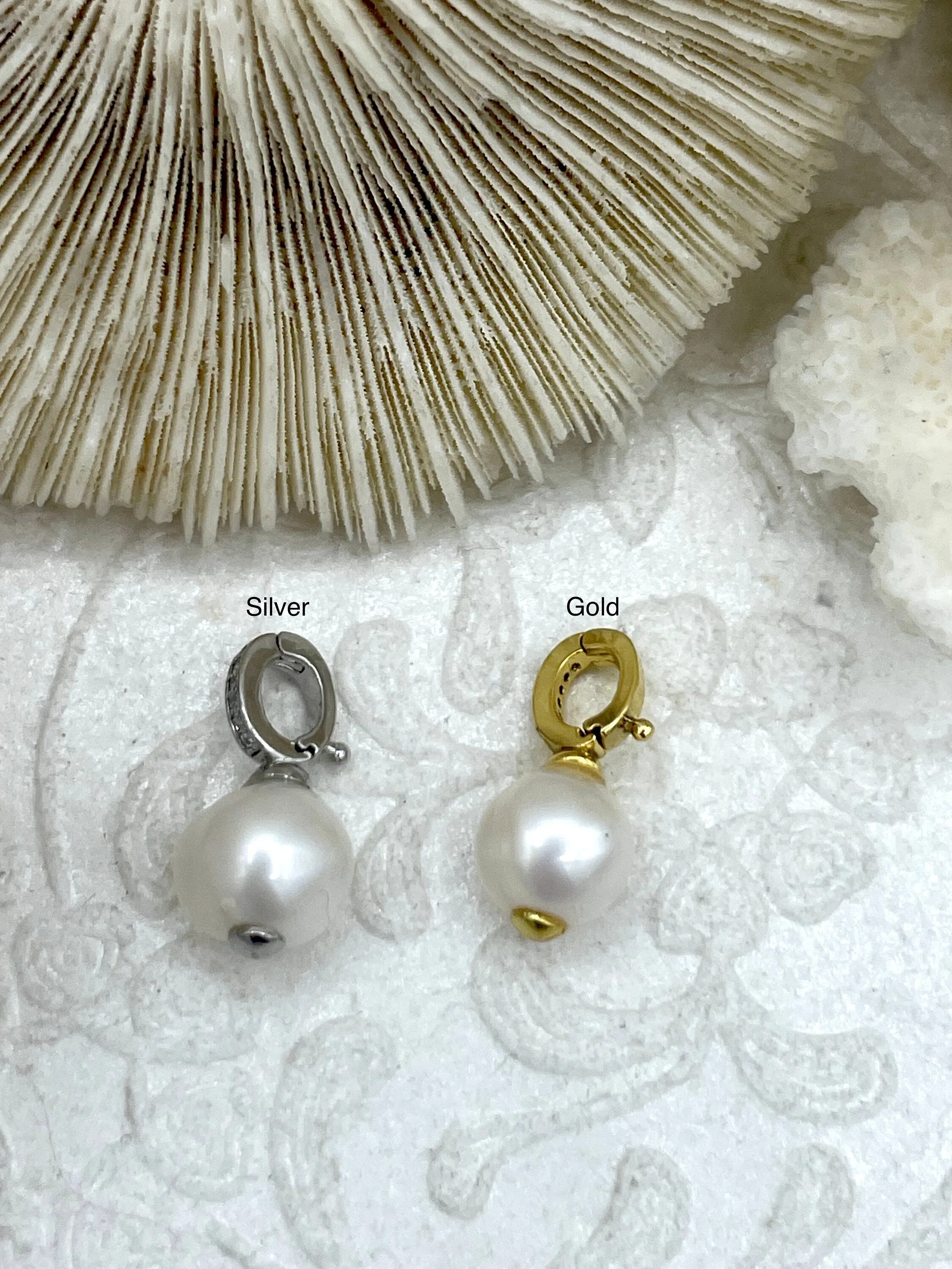Pearl Enhancer Charm, Pearl Charm with Cubic Zirconia, Gold or Silver Plated Brass and Cubic Zirconia, Gold or Silver Drop Charms, Fast Ship