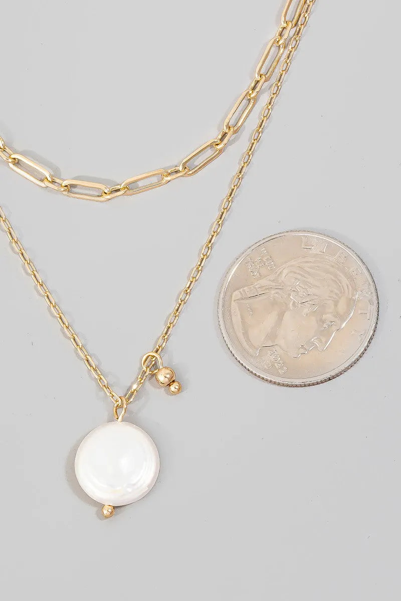 Pearl Pendant Layered Necklace Set