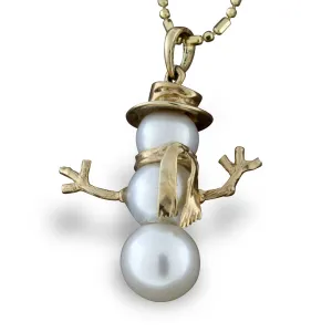 Pearl Top Hat Snowman Necklace
