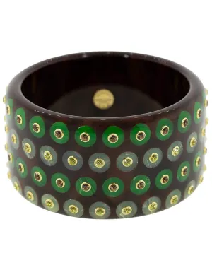 Peridot and Smoky Quartz Brown and Green Bakelite Bangle