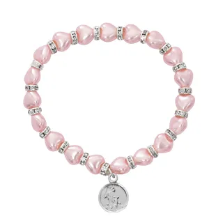 Pink Baby Stretch Bracelet and Pewter Angel Boxed  - BR37
