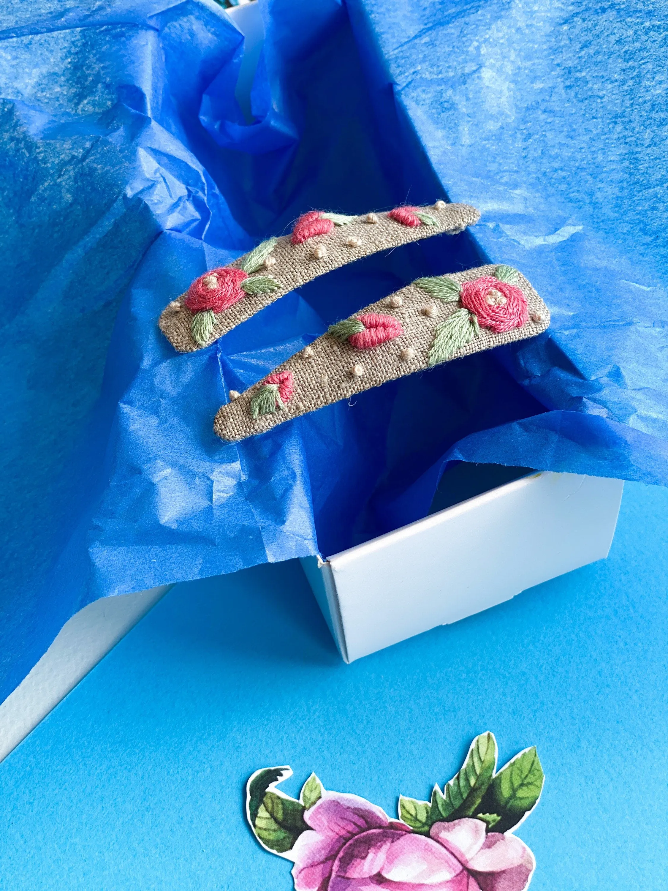 Pink flower hair barrette