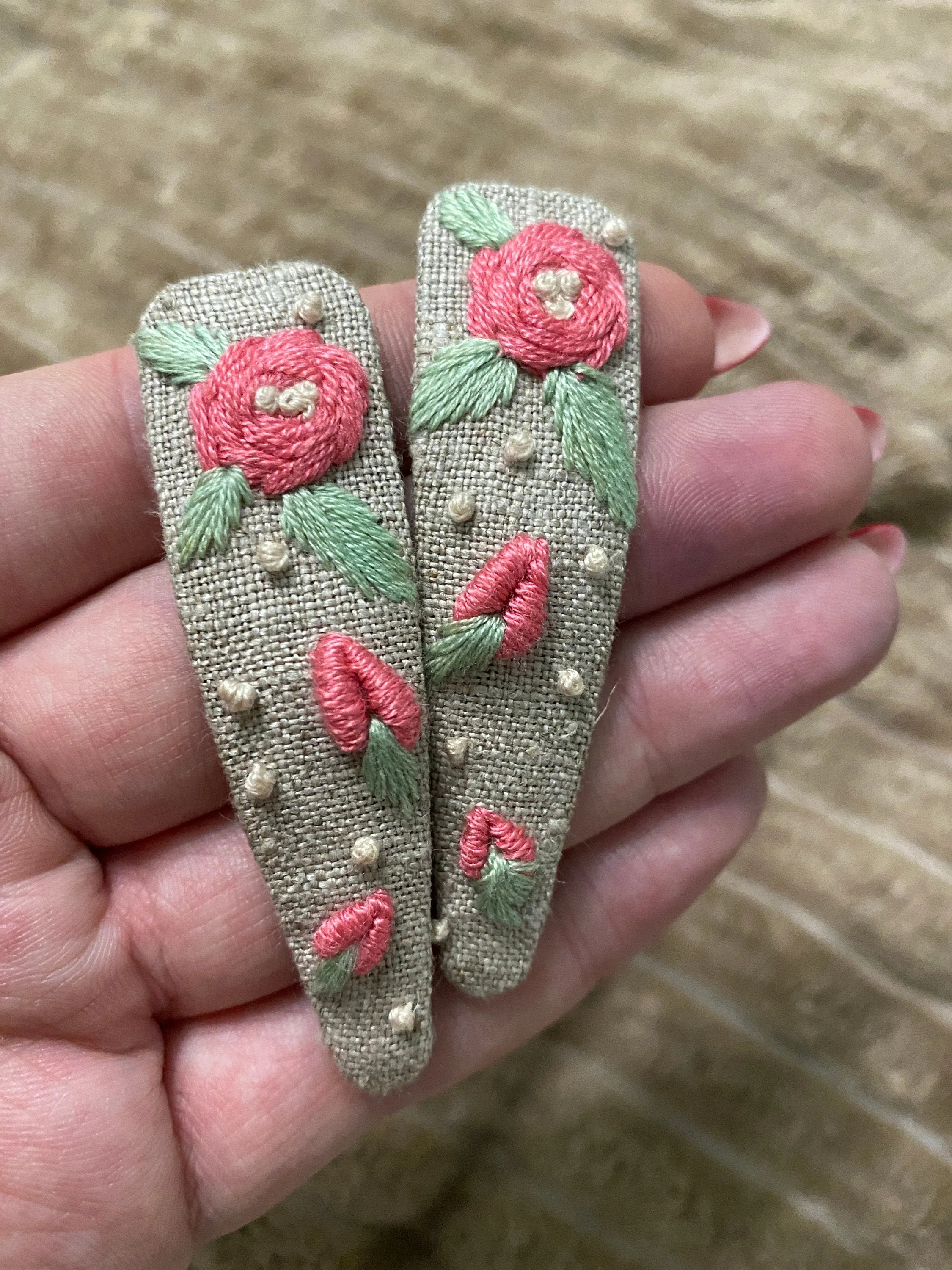 Pink flower hair barrette