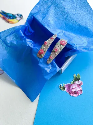 Pink flower hair barrette