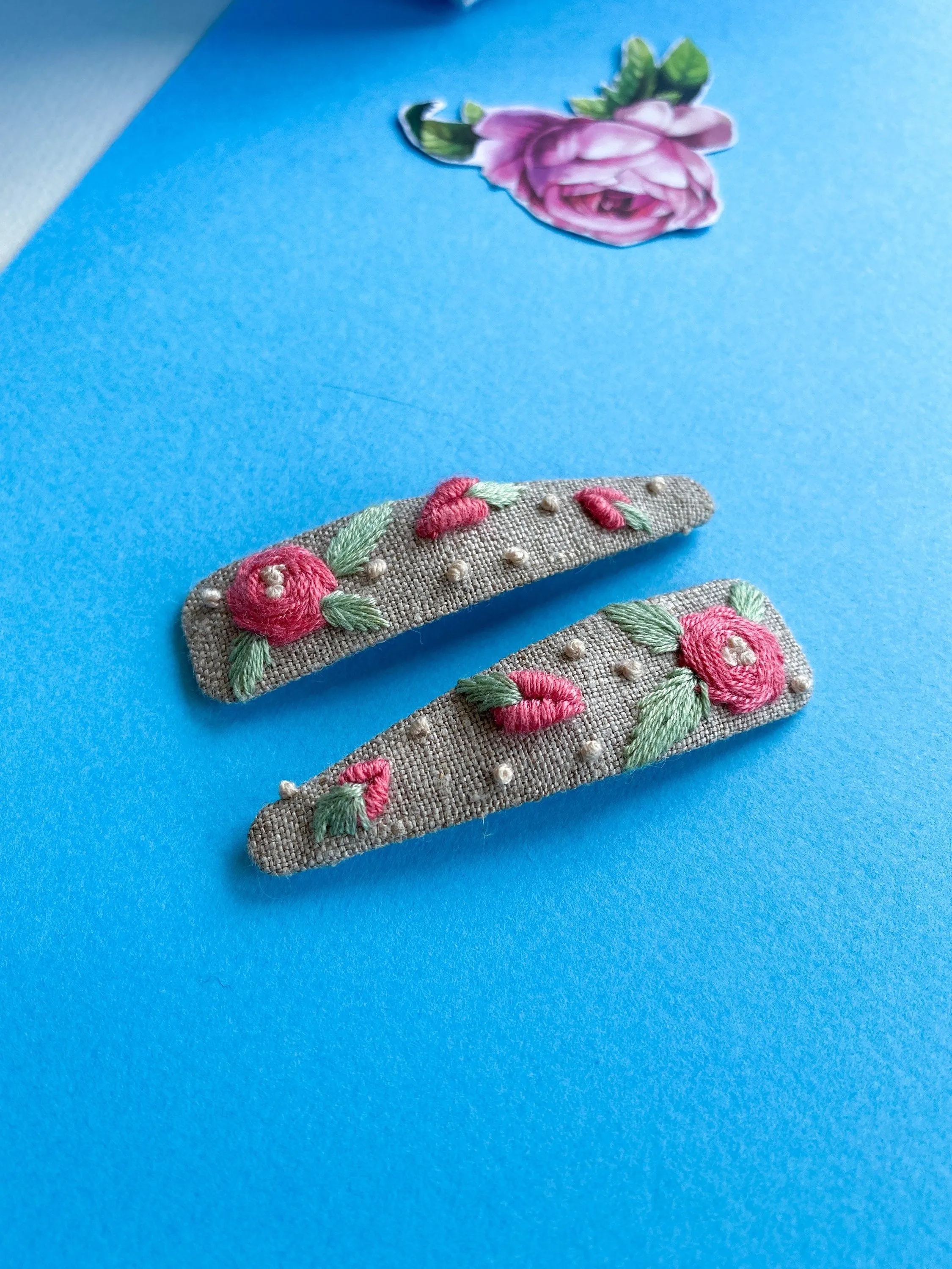 Pink flower hair barrette