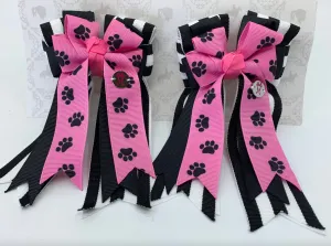 Pink Paws/Stripe 🐾 PonyTail Bows