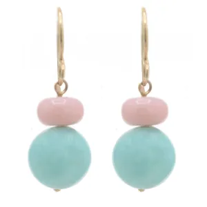 Pom Pom Earrings Amazonite Pink Opal