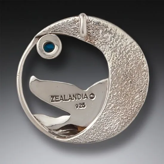 "Moonrise" Ancient Fossilized Mammoth Tusk and Blue Topaz Sterling Silver Pendant