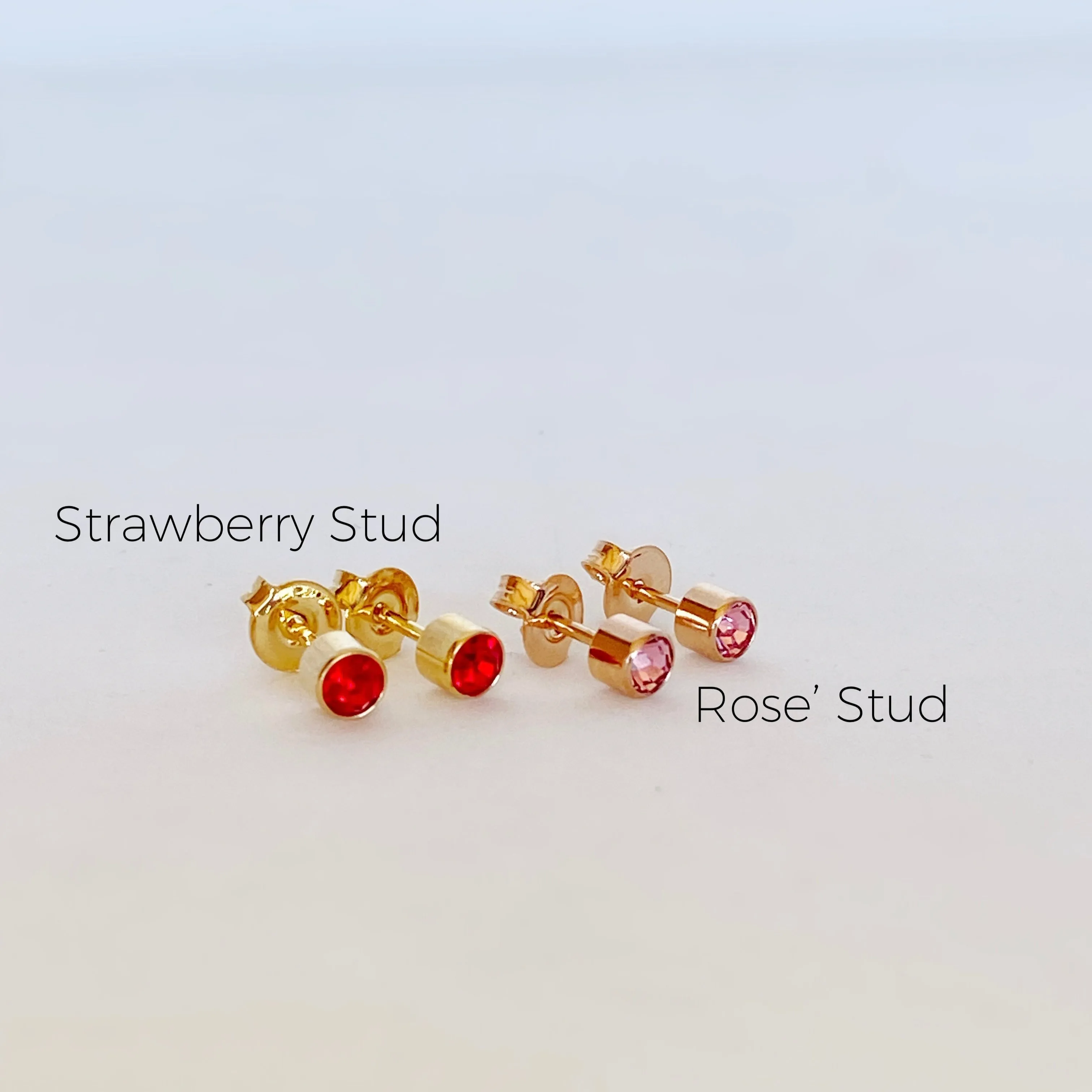 Radiant Red: 18k Gold Overlay Stud Earrings with Cubic Zircon Stone
