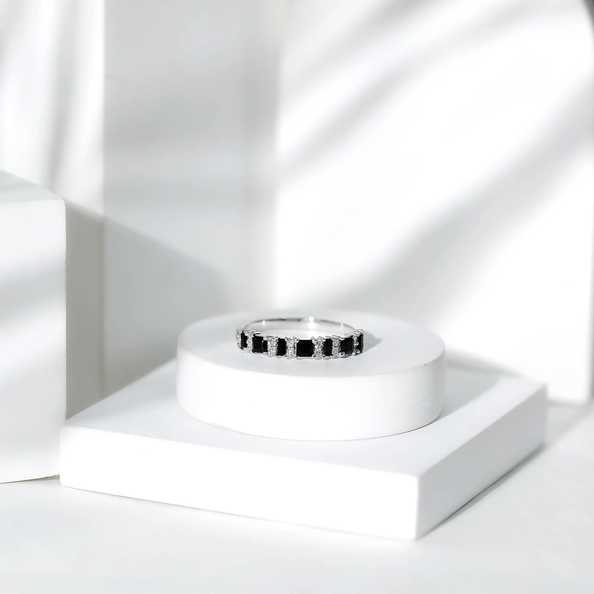 Real Black Onyx and Diamond Eternity Ring