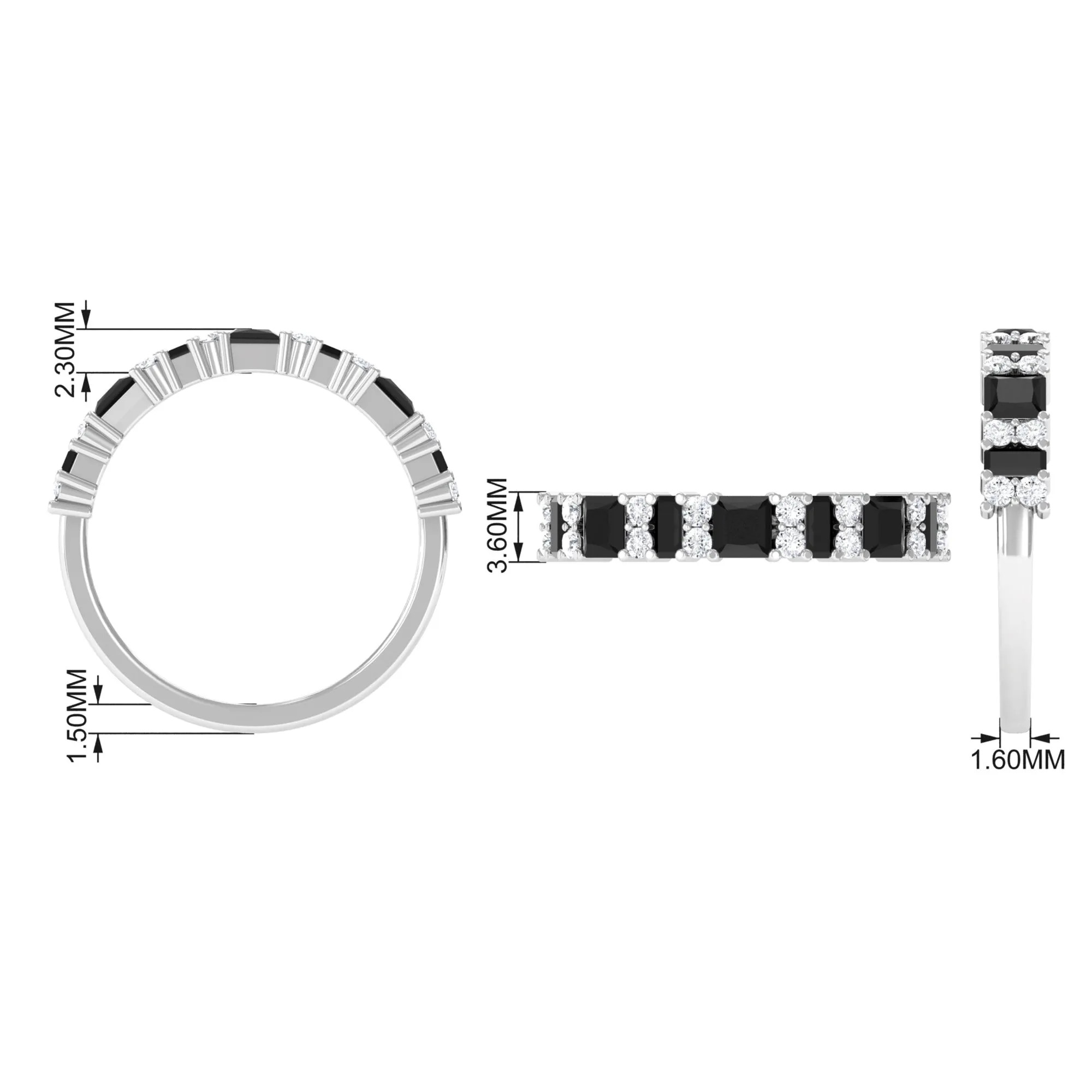Real Black Onyx and Diamond Eternity Ring