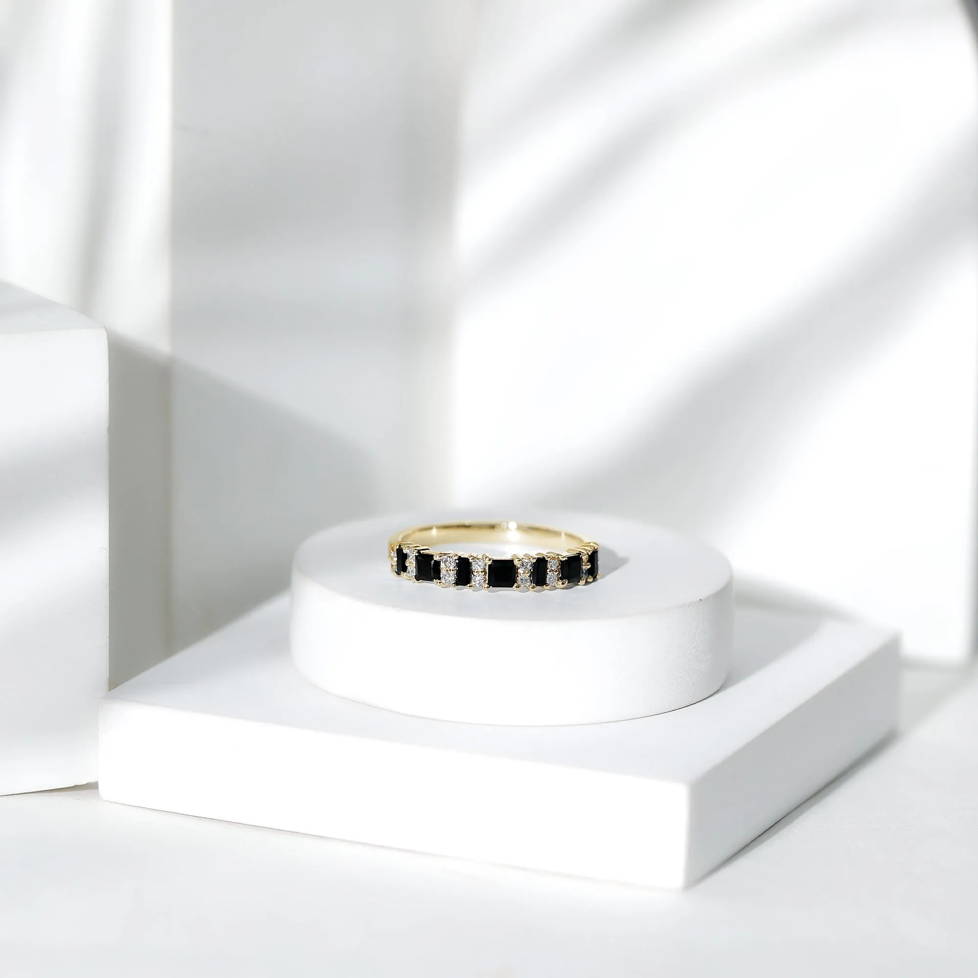 Real Black Onyx and Diamond Eternity Ring