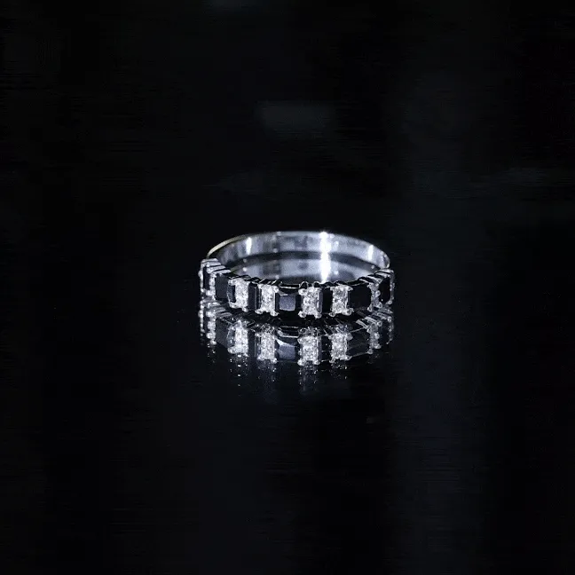 Real Black Onyx and Diamond Eternity Ring