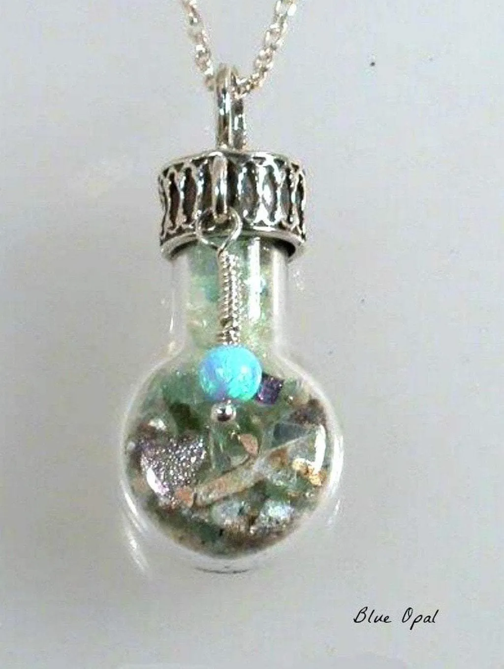 Roman Glass Necklaces Sterling Silver Roman Glass in a Bottle Necklace