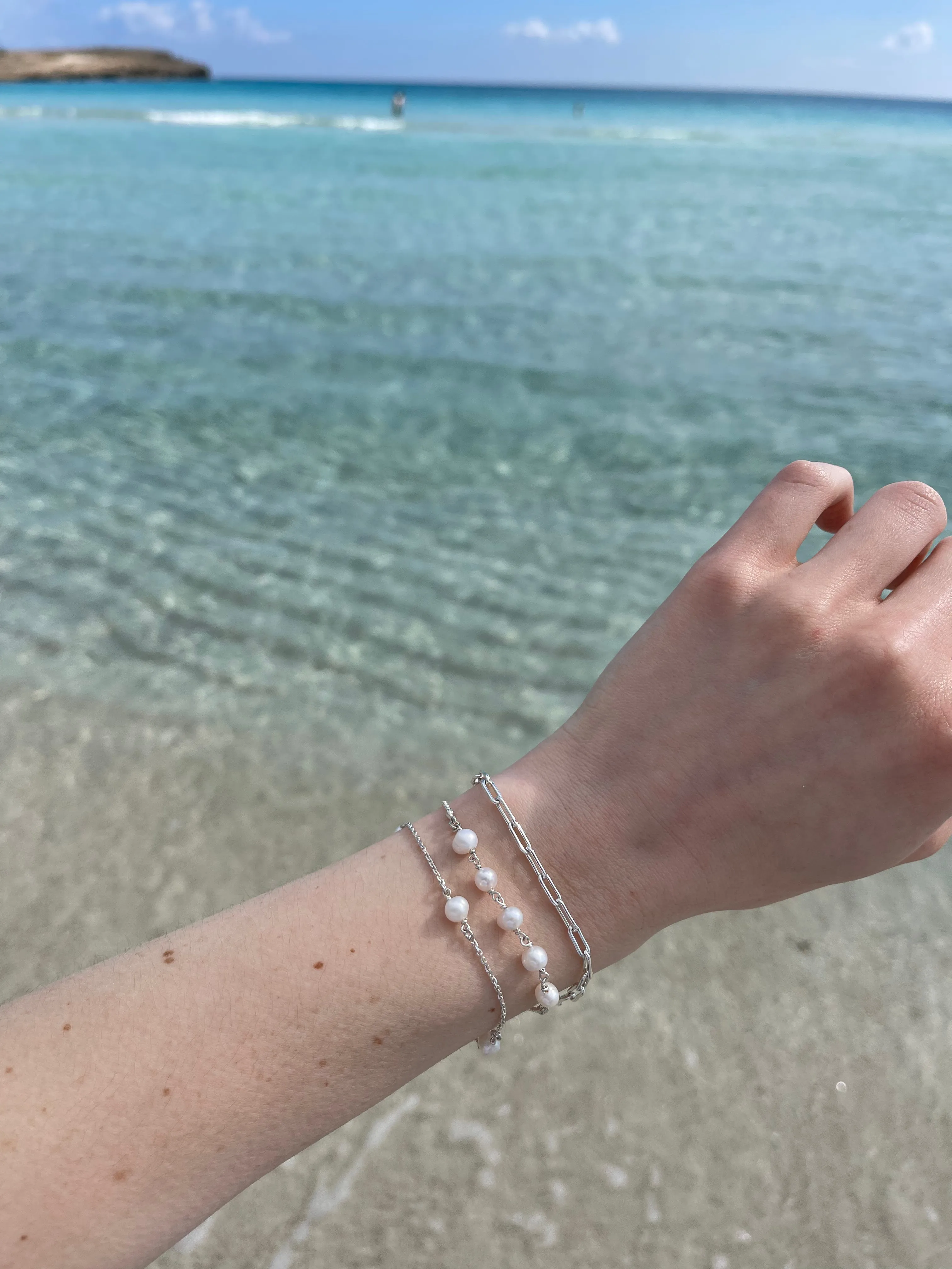 Round Chain Pearl Bracelet