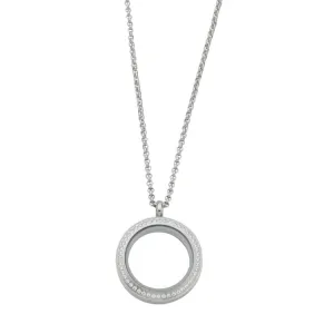 Round White Topaz Locket With Chain
