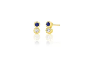Sapphire and Diamond Duo Stud Earrings