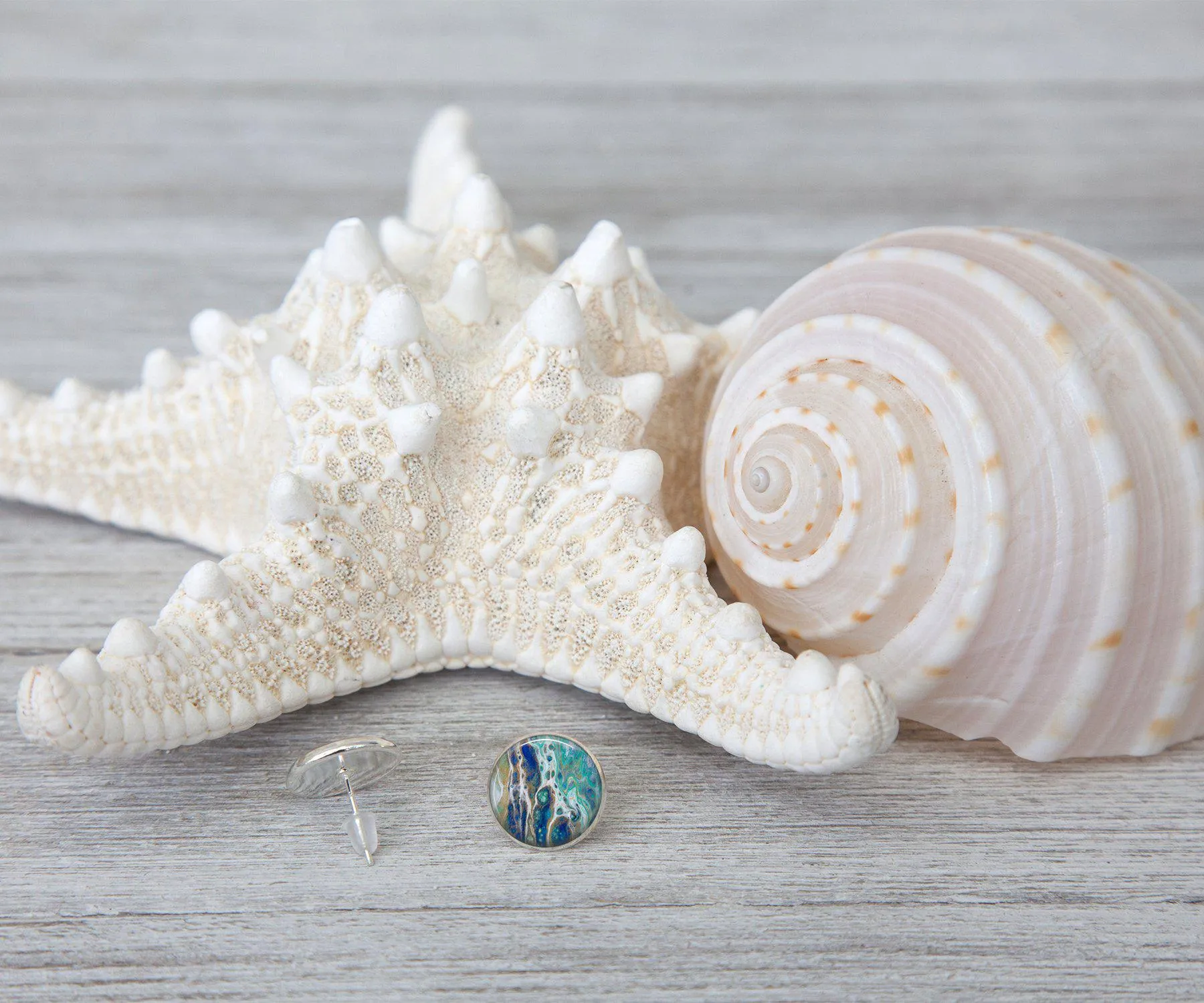 Sapphire Shores Stud Earrings | Handmade Earrings | Beach Jewelry