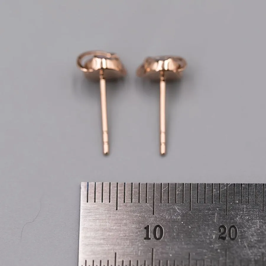 Saturn Design Doublet Opal Stud Earrings 18K Rose Gold