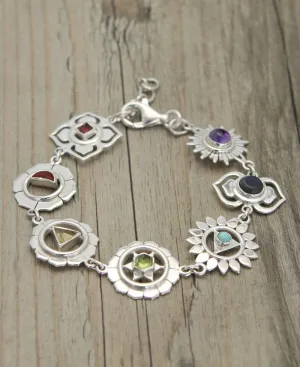 Seven Chakras Charm Bracelet - Sterling Silver