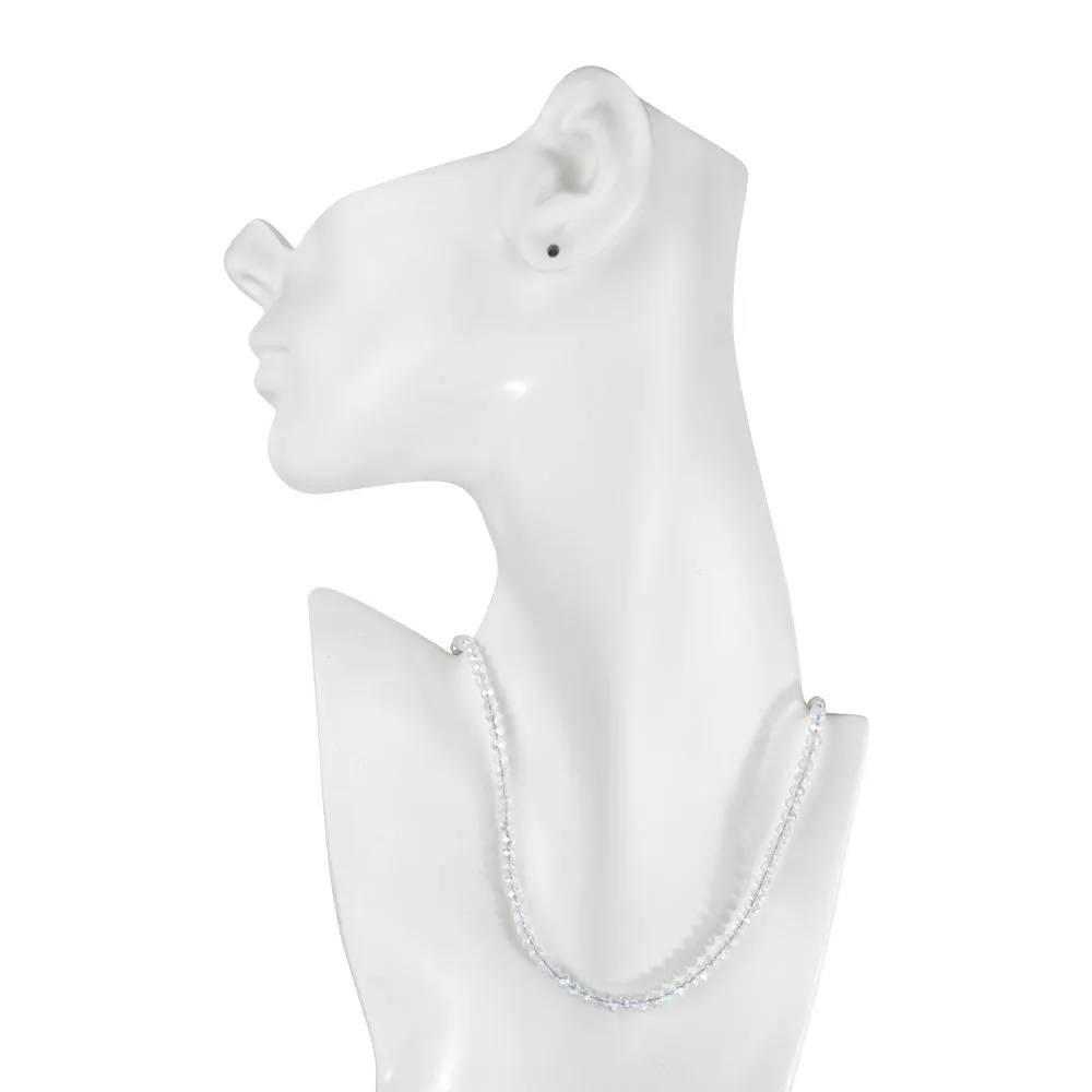 Shimmer Bead 18" Necklace (Sterling Silvertone/White Opal)