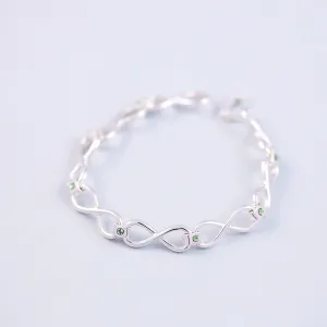 Silver Peridot August Birthstone Infinity Link Bracelet