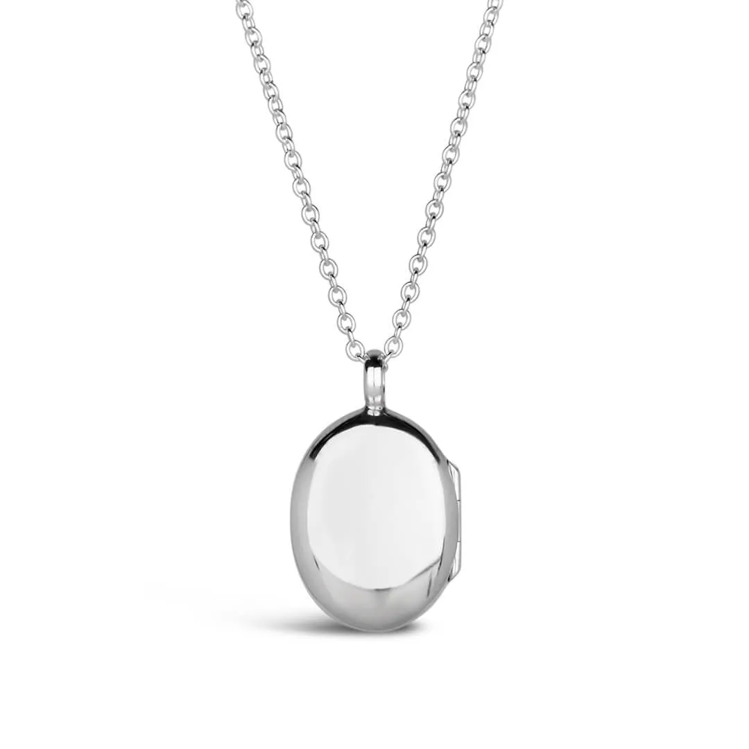 Silver Small Oval Diamond Locket   Photos
