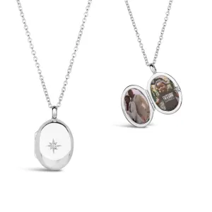 Silver Small Oval Diamond Locket   Photos
