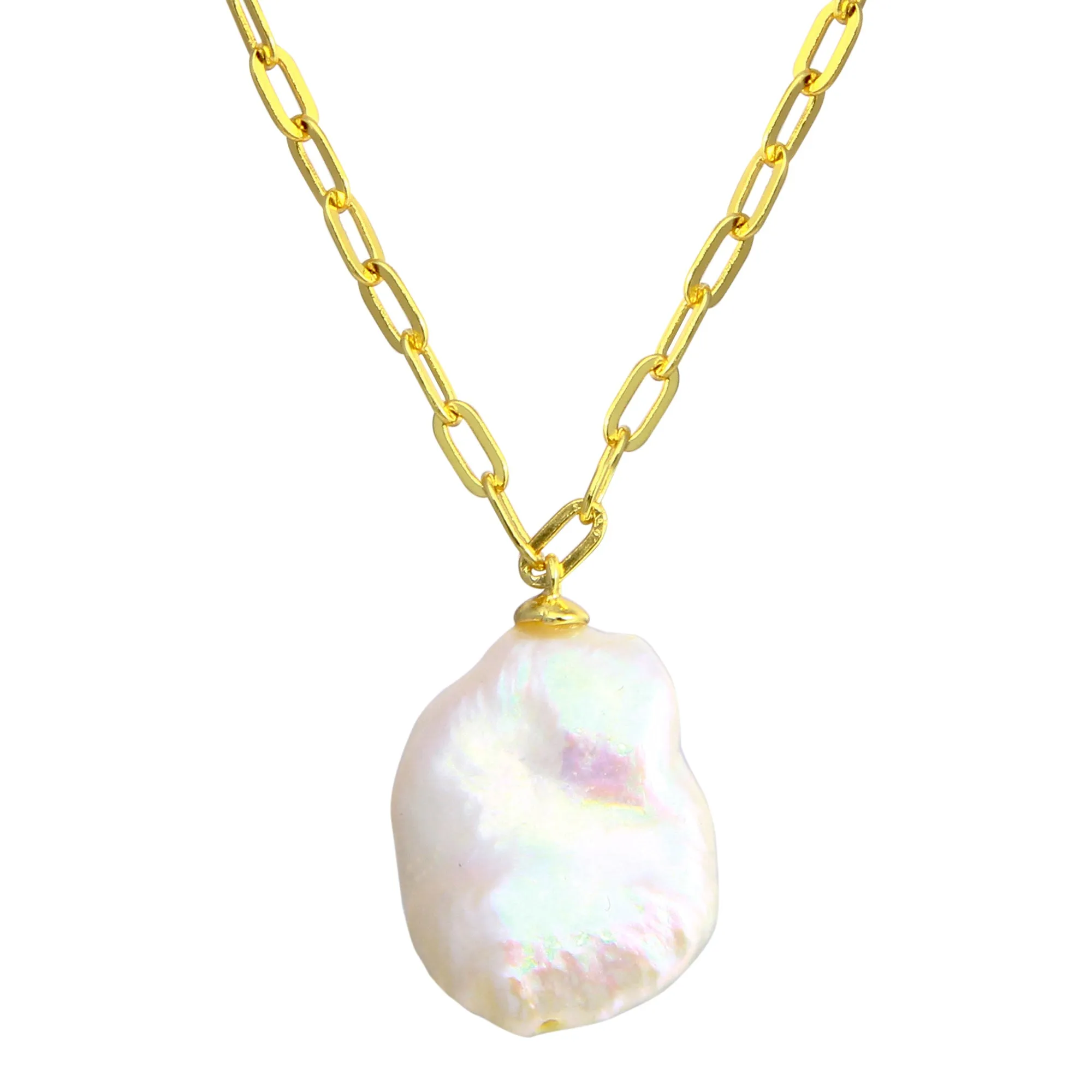 Simple Pearl X Link Chain Necklace