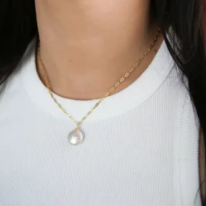 Simple Pearl X Link Chain Necklace