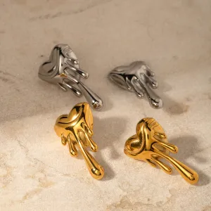 SISSLIA Vintage 18k Gold Heart Melt Trend Stainless Steel Accessories Earpin for Women