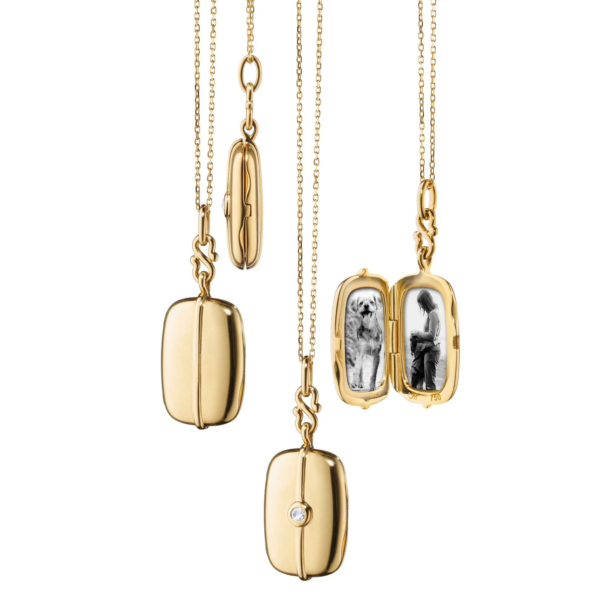 Slim "Skye" Gold Locket Necklace with Diamond