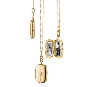 Slim "Skye" Gold Locket Necklace with Diamond