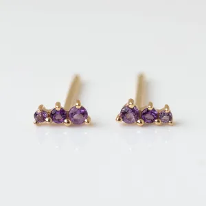 Solid Gold Dainty Birthstone Bar Studs