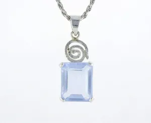 Spiral silver necklace - Blue topaz