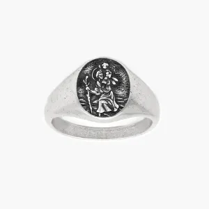 St. Christopher Sterling Silver Signet Ring