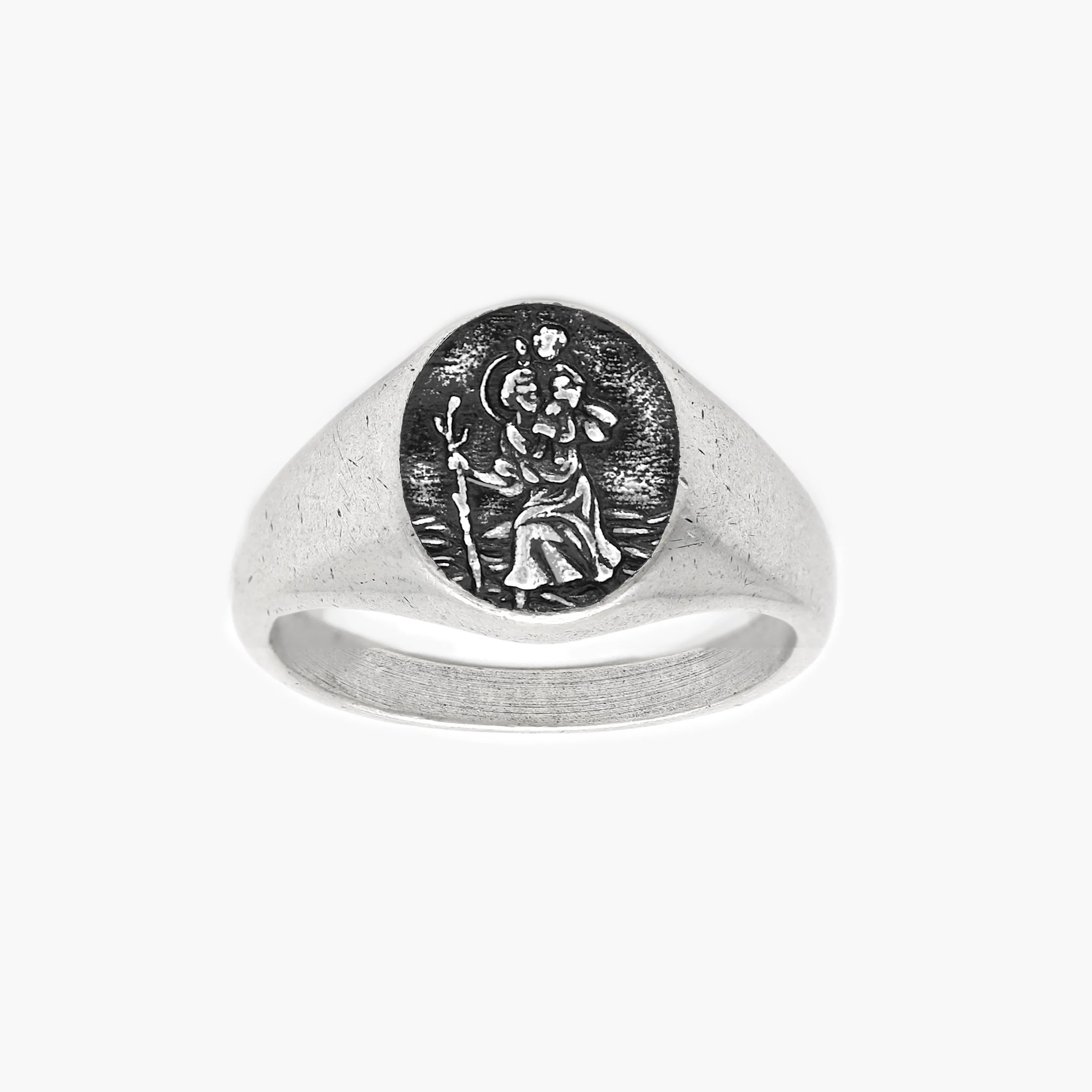 St. Christopher Sterling Silver Signet Ring