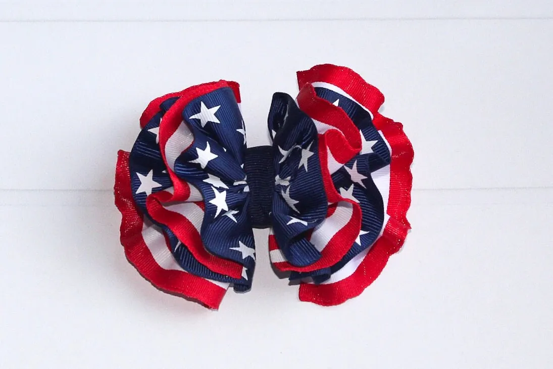 Stars and Stripes Wavy Hair Bow I The Enchanted Magnolia