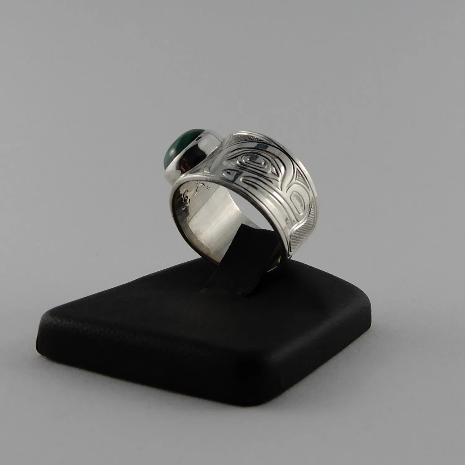 Sterling Silver and Malachite Frog Signet Ring
