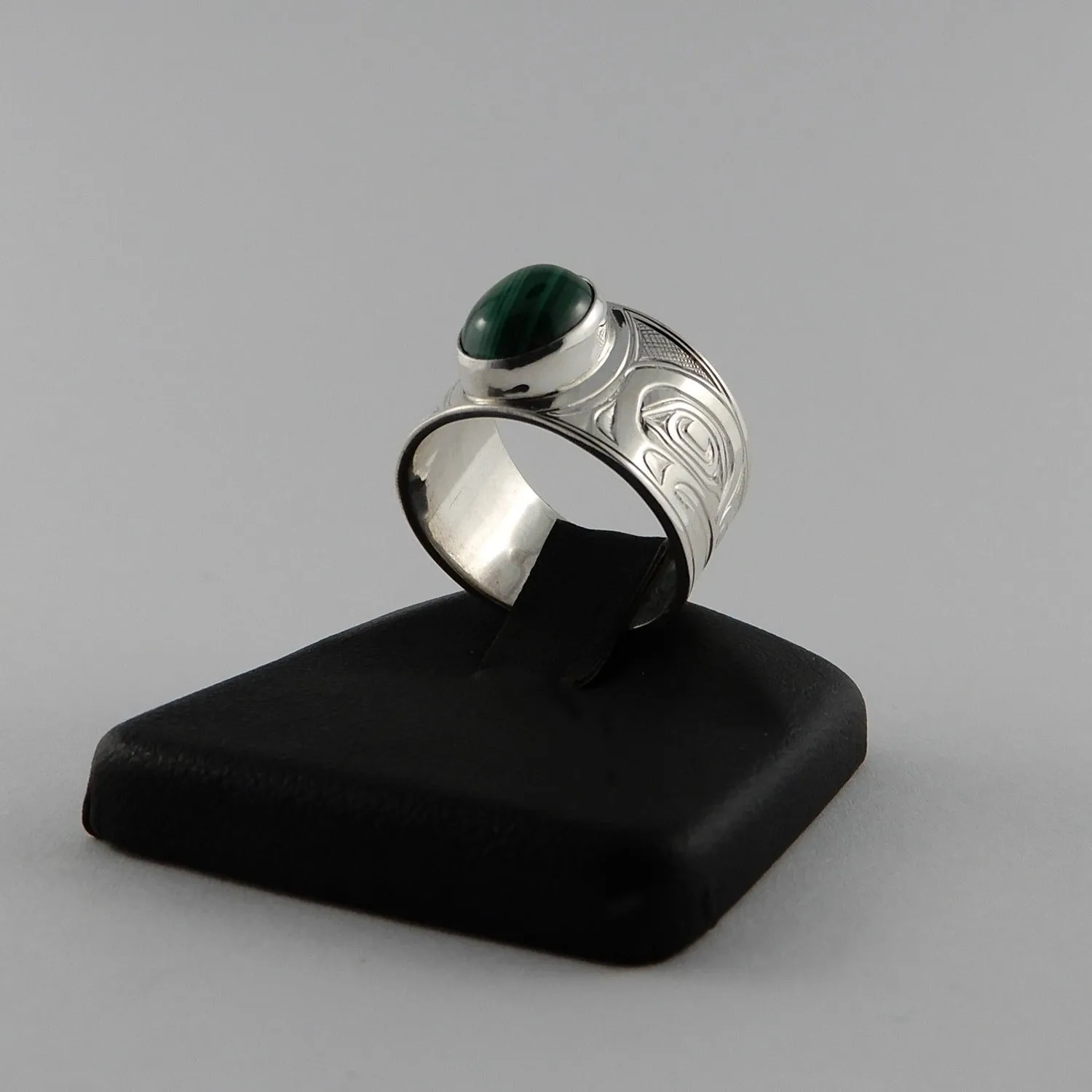 Sterling Silver and Malachite Frog Signet Ring