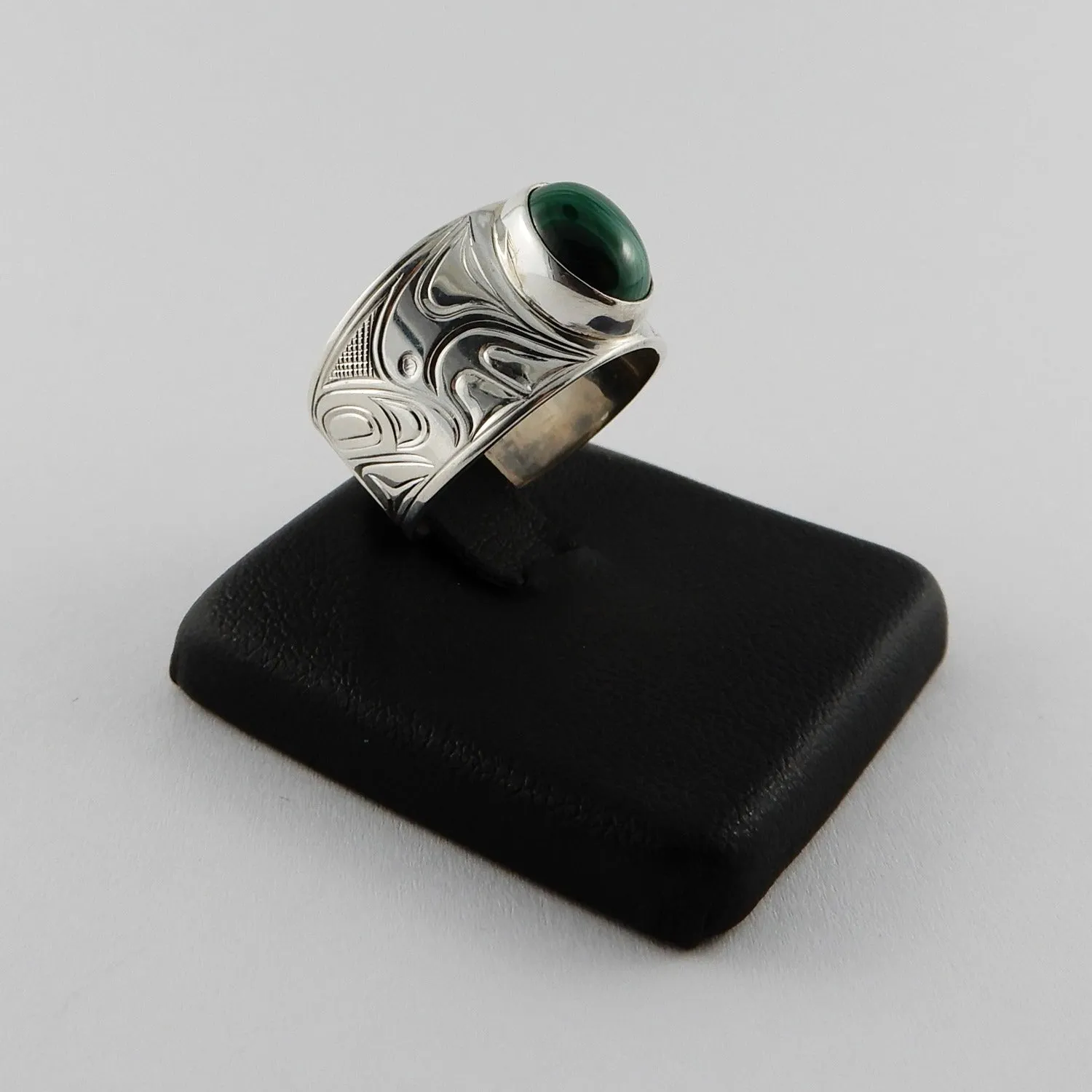 Sterling Silver and Malachite Frog Signet Ring