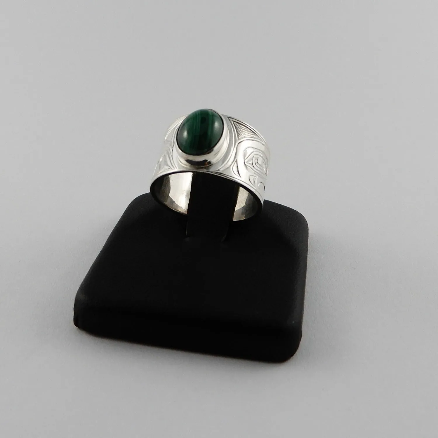 Sterling Silver and Malachite Frog Signet Ring