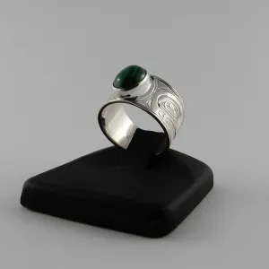 Sterling Silver and Malachite Frog Signet Ring