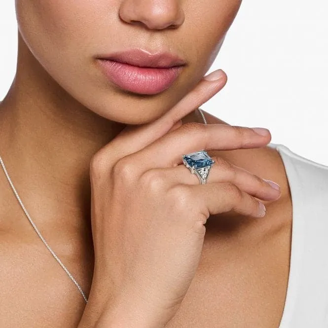Sterling Silver Aquamarine Coloured Stone Ring TR2339-059-1