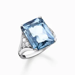 Sterling Silver Aquamarine Coloured Stone Ring TR2339-059-1
