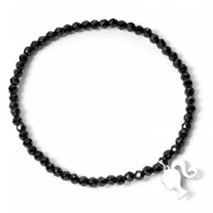 Sterling Silver Black Crystal Charm Bracelet BMSB0027